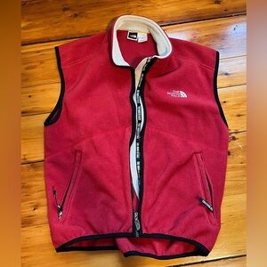 The North Face Logo Red Fleece Vest Made in USA Vintage